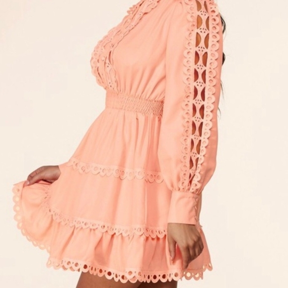 Pink Lace Dress Size S Cottagecore Feminine Coquette Girl Pastel Ruffle Bohemian - Picture 3 of 13